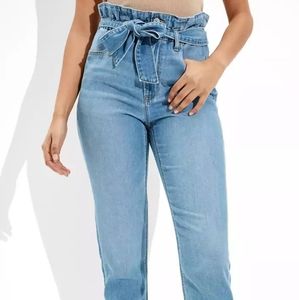 American Eagle High Waisted Mom Jeans with Denim Belt